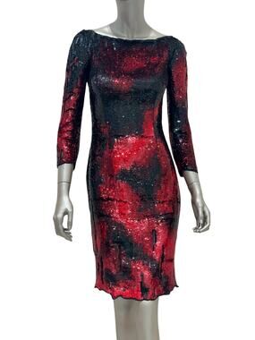 Balmain Tiger-Stripe Sequin Mini Dress - Size 38